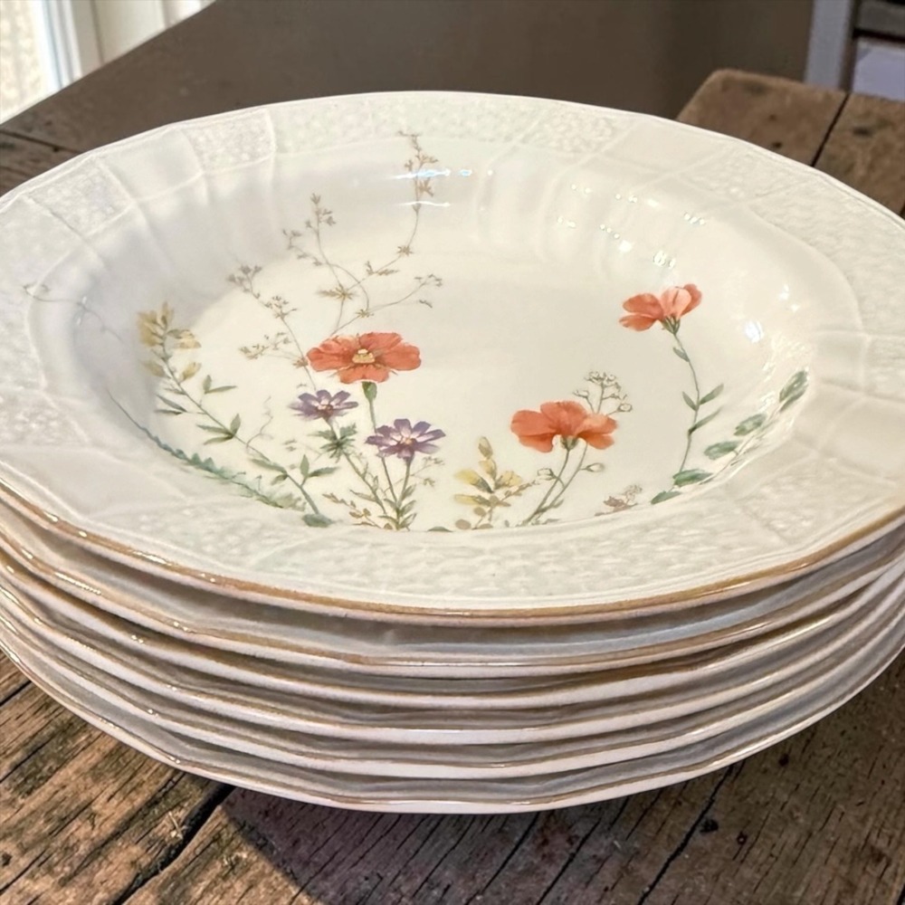 Set of 2 Mikasa Margaux Rim Soup Bowls 9.25" Fine Ivory Pasta Bowls D1006